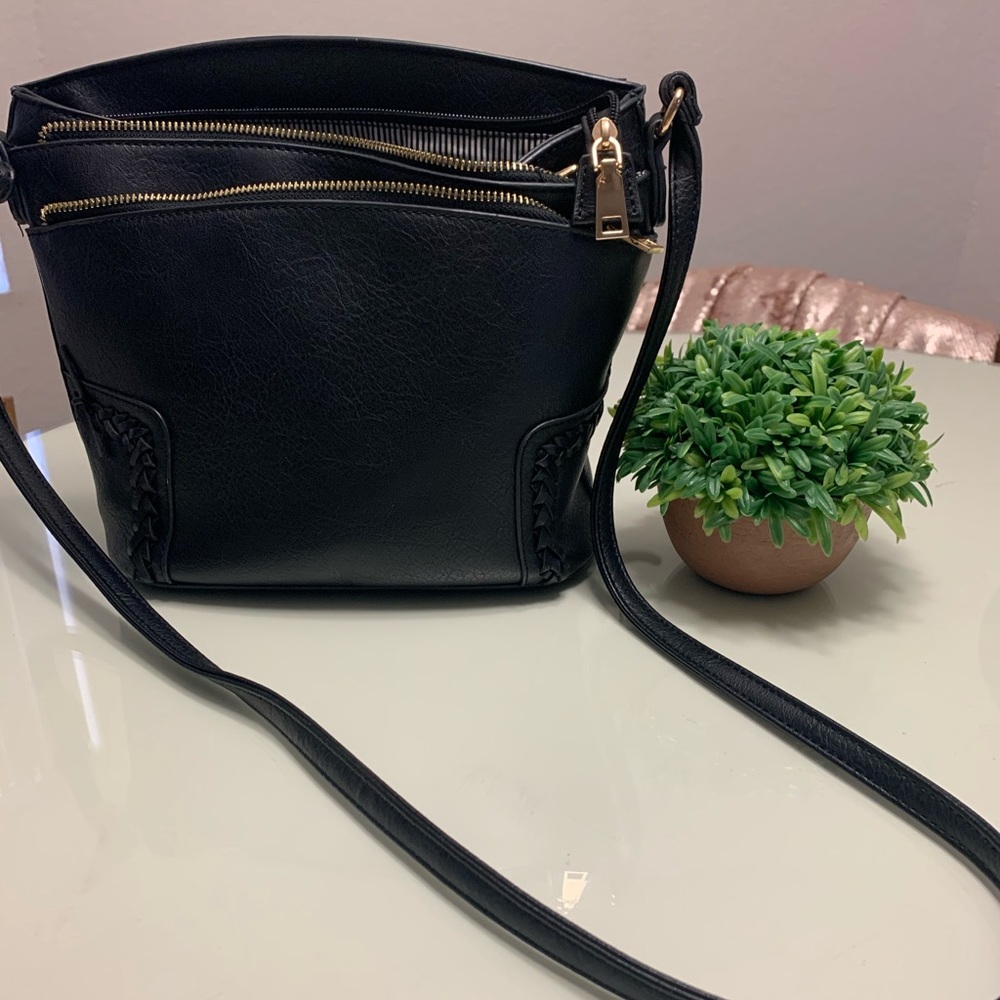 Black Crossbody Faux Leather Purse